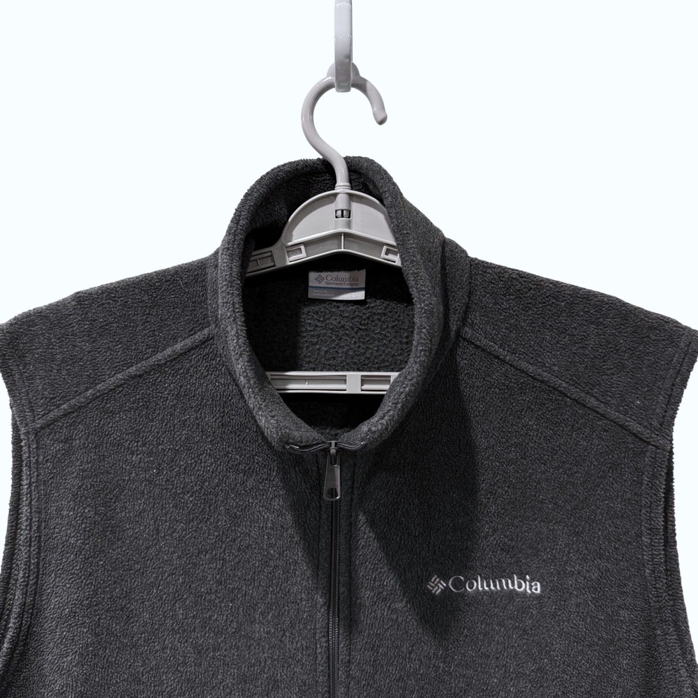 Columbia Fleece Vest Charcoal Grey Gorpcore Full Zip Outdoor Men Large L